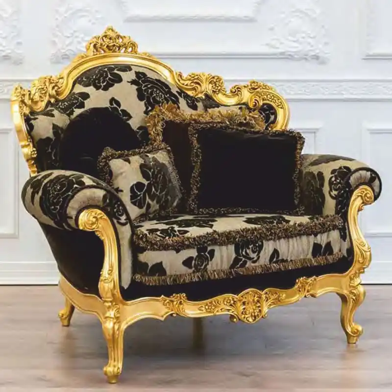 Sichere Zahlung Casa Padrino poltrona da soggiorno barocco di lusso grigio / nero / oro 128 cm - Fatto in Italia