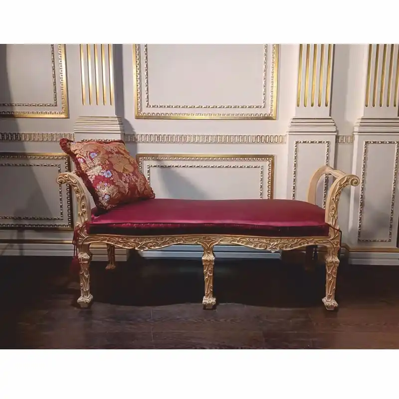 Casa Padrino panca barocco di lusso bordeaux rosso / naturale 145 cm - Mobili barocco - Fatto in Italia Preisreduziert