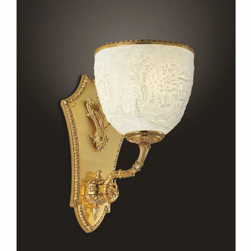 Neuheit Casa Padrino lampada da parete alogena barocco di lusso oro / bianco A. 45 cm - Fatto in Italia