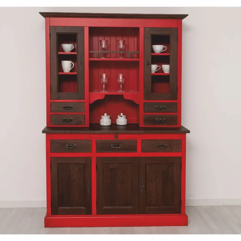 Heißes Angebot Casa Padrino armadio da pranzo in stile country rosso / marrone scuro 138 x 50 x A. 197 cm - Mobili per sala da pranzo