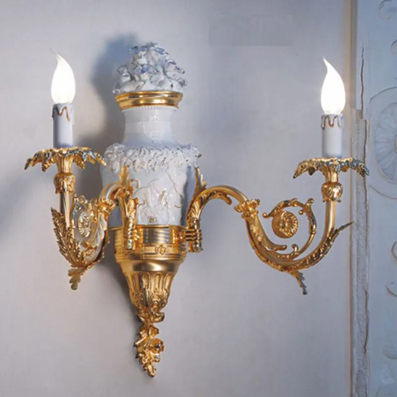 Casa Padrino lampada da parete doppia barocco di lusso oro / bianco A. 55 cm - Fatto in Italia Bestseller