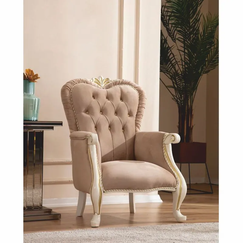 Neue Ware Casa Padrino poltrona da salotto barocco di lusso marrone chiaro / bianco / oro - Mobili in stile barocco