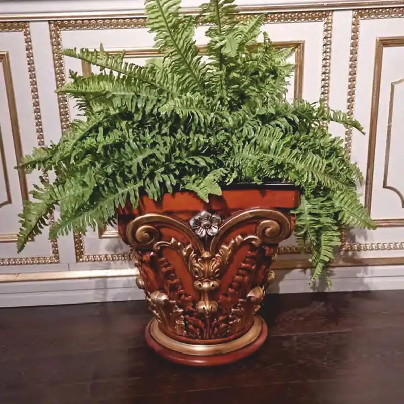 Direktkauf Casa Padrino vaso da fiori barocco di lusso marrone / oro / argento A. 45 cm - Fatto in Italia