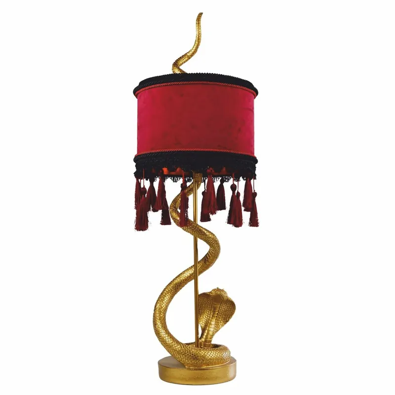 Solange Der Vorrat Reicht Casa Padrino lampada da tavolo di lusso serpente oro / bordeaux rosso / nero A. 80 cm - Luci di lusso