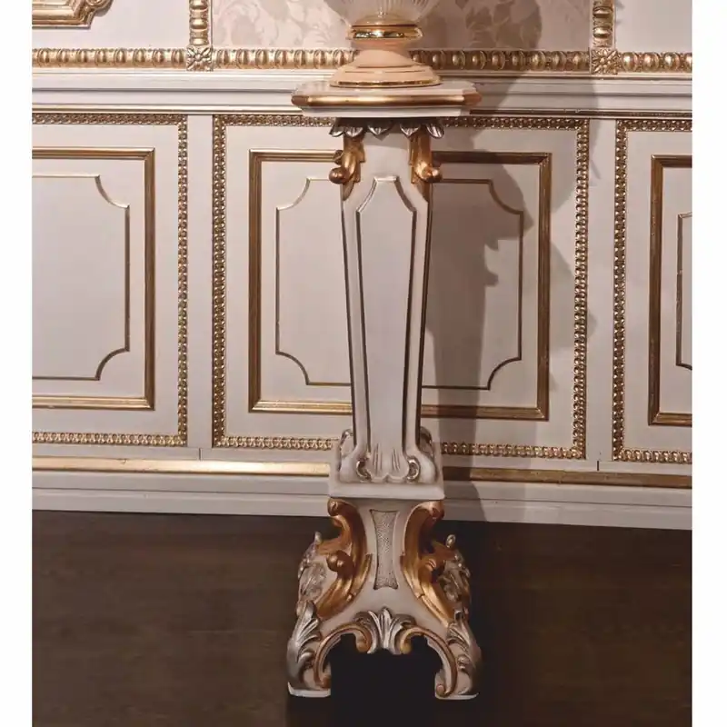 Casa Padrino Colonna Barocco di Lusso Bianco / Oro / Argento A. 87 cm - Mobili Barocchi - Fatto in Italia Abverkauf