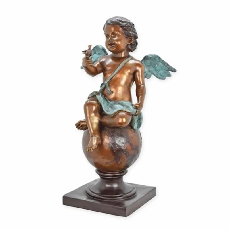 Mega-Angebot Casa Padrino scultura decorativa in bronzo Art Nouveau angelo con uccello bronzo / turchese antico / grigio A. 93 cm