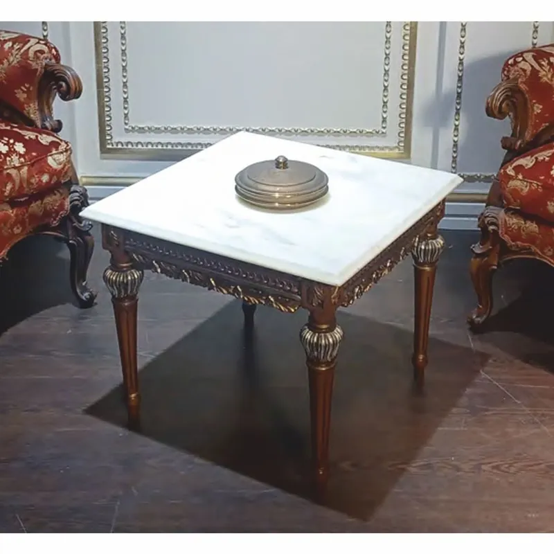 Casa Padrino tavolino barocco di lusso con piano in marmo marrone / oro / bianco - Fatto in Italia Meistverkauft