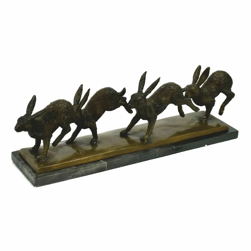 Meistverkauft Casa Padrino scultura decorativa di lusso in bronzo conigli 56 cm - Accessori decorativi