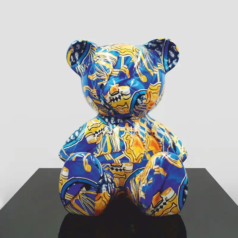 Casa Padrino figura decorativa di lusso orsacchiotto blu / giallo A. 35 cm - Figure decorative Neue Kollektion