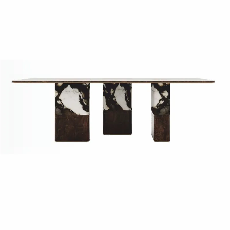 Must-Have Casa Padrino tavolo da pranzo di lusso marrone scuro / nero / bianco / ottone 240 cm - Mobili per sala da pranzo