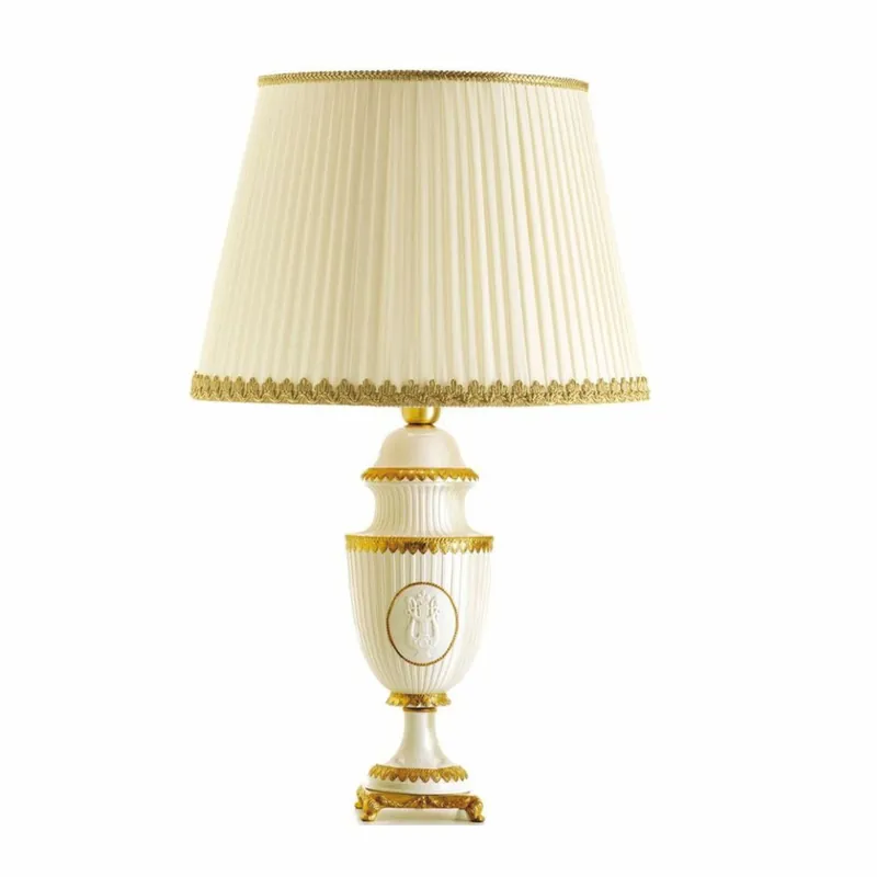 Casa Padrino lampada da tavolo in porcellana barocco di lusso bianco / oro / avorio A. 78 cm - Fatto in Italia Günstig