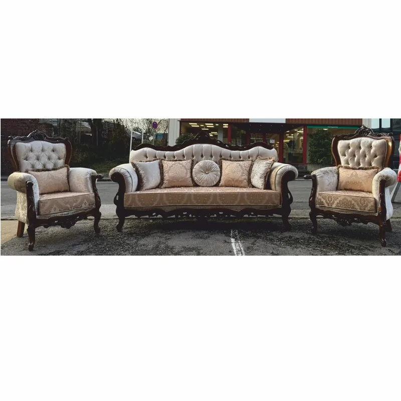 Markenprodukt Casa Padrino set da soggiorno barocco di lusso argento / marrone scuro - Mobili in stile barocco