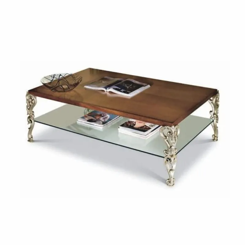 Super-Preis Casa Padrino tavolo da salotto barocco di lusso marrone / argento 123 cm - Mobili in stile barocco italiano
