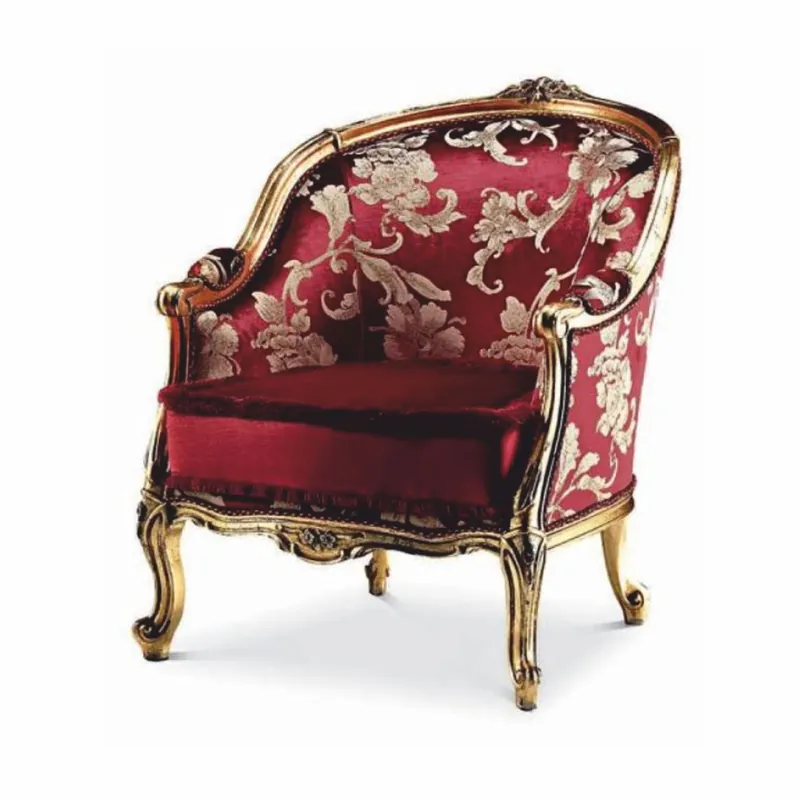 Casa Padrino poltrona barocco di lusso con motivo elegante rosso bordeaux / oro - Fatto in Italia Markenware