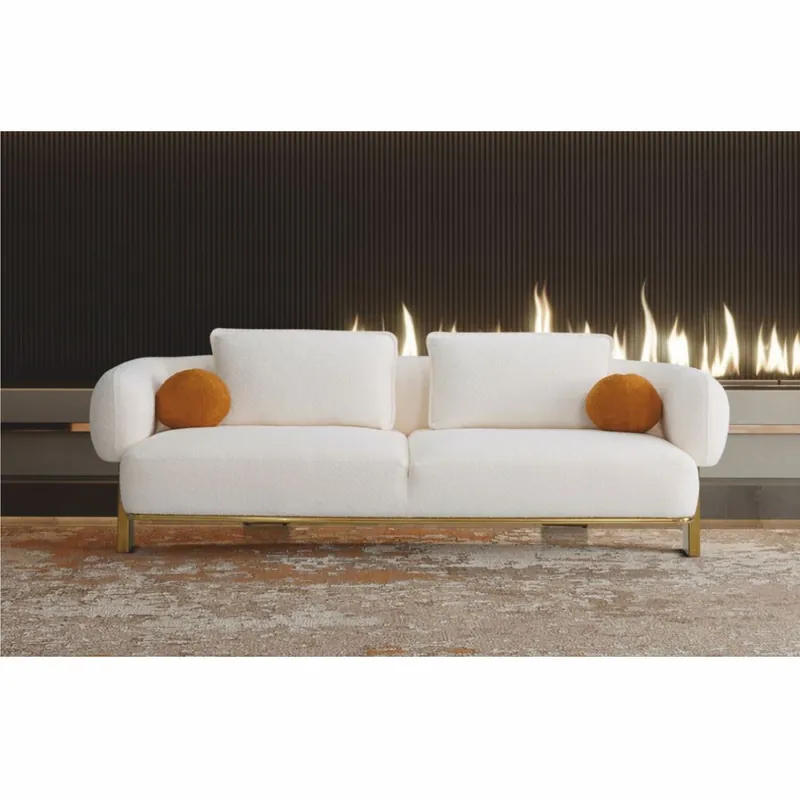 Casa Padrino divano da soggiorno e hotel di lusso bianco / oro 250 cm - Mobili di lusso Jetzt Bestellen