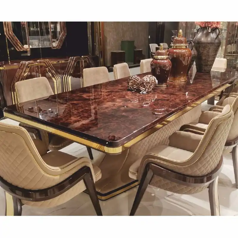 Casa Padrino set da pranzo Art Deco di lusso - Tavolo da pranzo e 6 sedie da pranzo con braccioli Neu