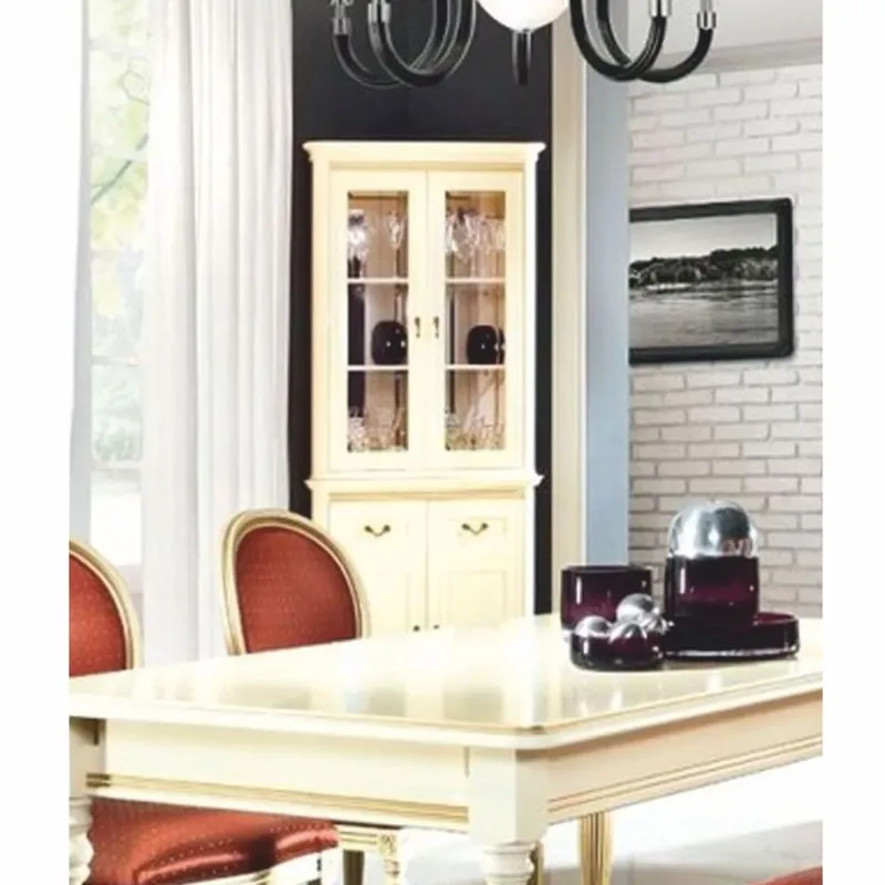 Casa Padrino vetrina ad angolo barocco di lusso crema / oro A. 206,6 cm - Mobili da pranzo in stile barocco Aktuell