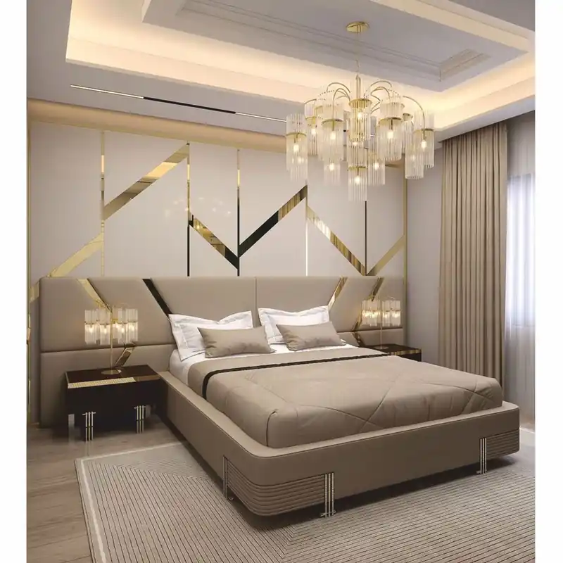 Casa Padrino letto matrimoniale di lusso beige / oro / argento - Mobili per hotel e camere da letto Rabatt