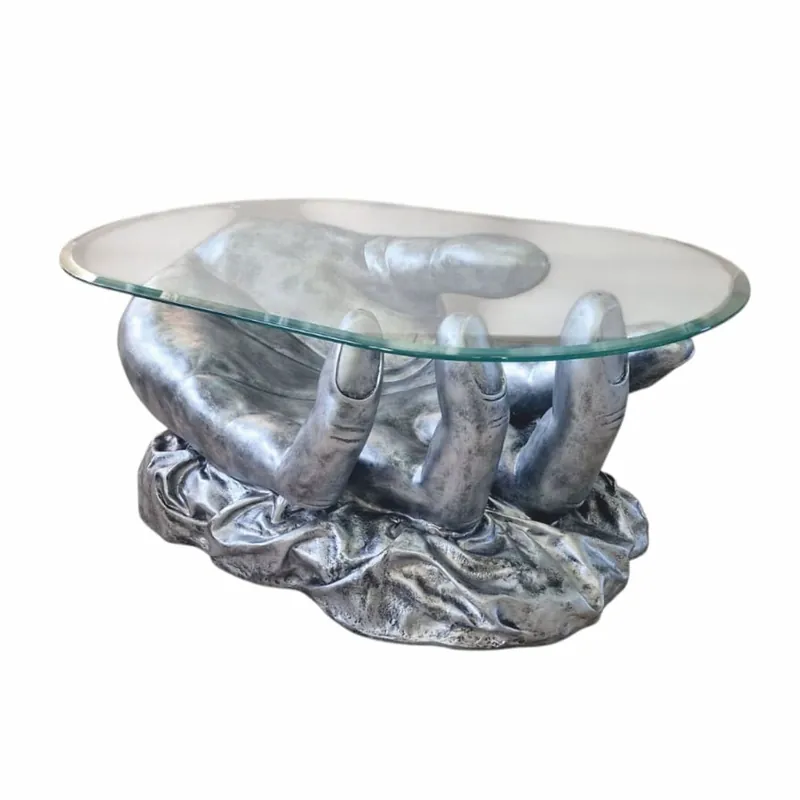 Casa Padrino tavolo da soggiorno di design mano con piano in vetro argento antico 80 cm Günstig
