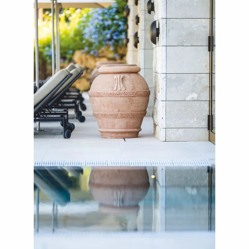 Direktkauf Casa Padrino Vaso da Fiori in Terracotta Art Nouveau Beige A. 85 cm - Fatto in Italia