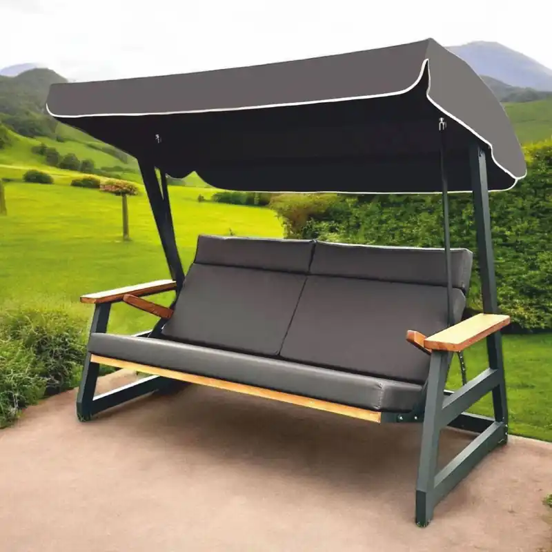 Casa Padrino altalena Hollywood di lusso antracite / marrone 226 cm - Mobili da giardino e terrazza Direkt Vom Hersteller