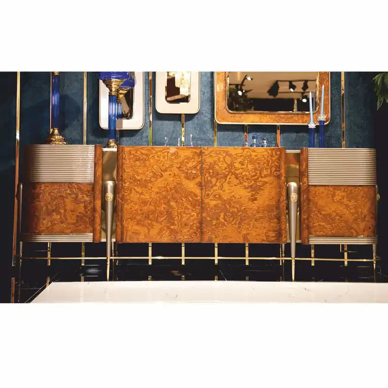 Neue Ware Casa Padrino credenza di lusso con 4 ante marrone / grigio / oro 251,5 cm - Mobili di lusso