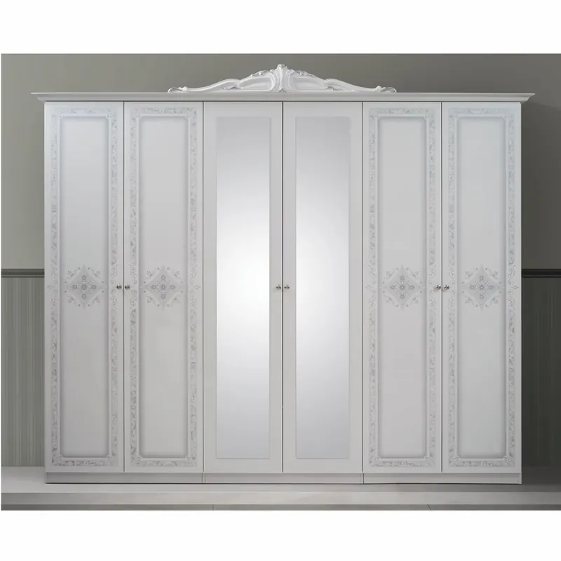 Mega-Angebot Casa Padrino armadio da camera da letto barocco di lusso bianco / grigio 261,4 cm - Mobili per camera da letto barocco