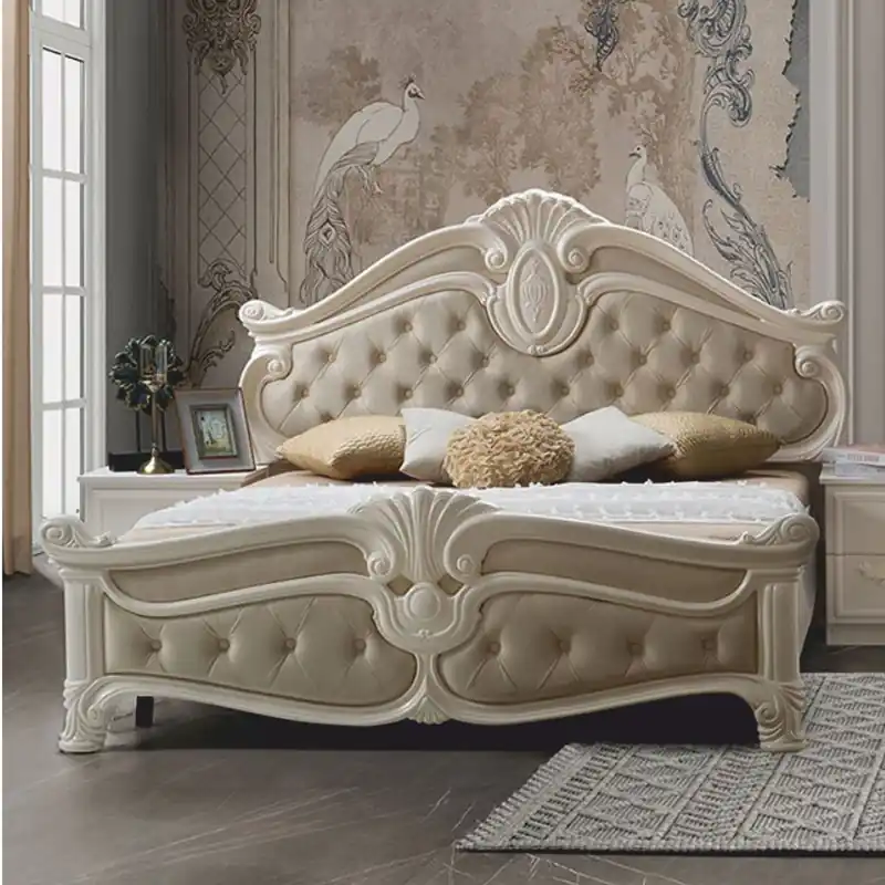 Casa Padrino letto matrimoniale barocco di lusso crema - Magnifici mobili da camera in stile barocco Preisknaller