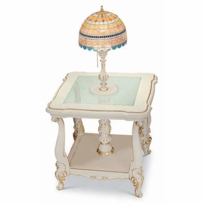 Casa Padrino tavolino barocco di lusso con lampada da tavolo Tiffany bianco / oro A. 115 cm - Fatto in Italia Nur Heute