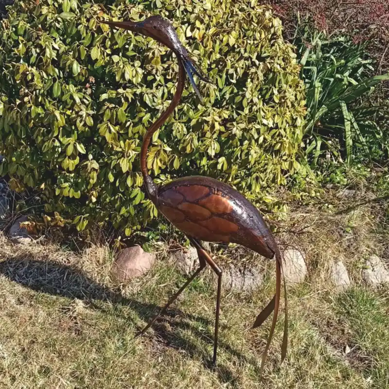 Sale Casa Padrino scultura decorativa da giardino in metallo airone bronzo A. 110 cm - Figura da giardino