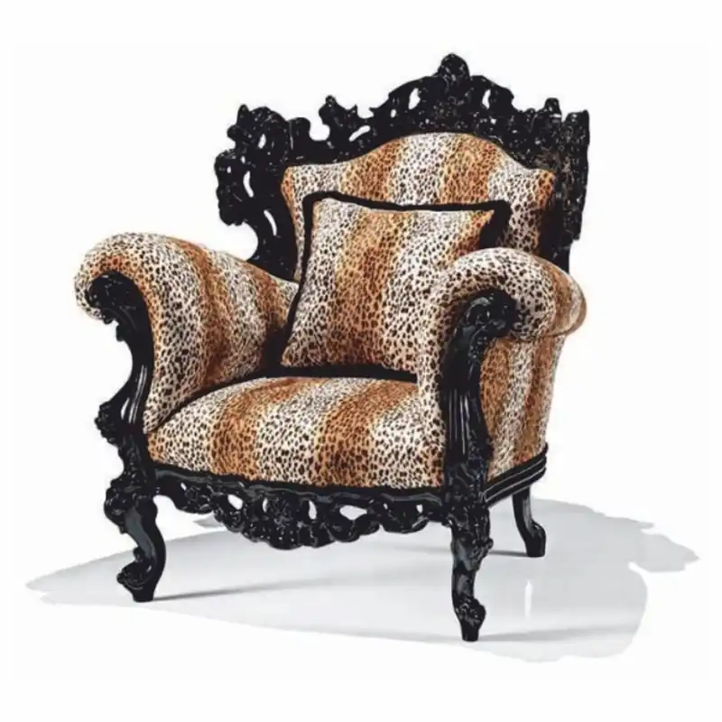 Direkt Vom Hersteller Casa Padrino poltrona barocco di lusso leopardo / nero - Mobili barocchi - Fatto in Italia