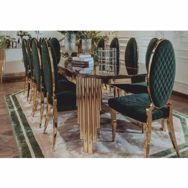 Casa Padrino tavolo da pranzo di lusso con piano in marmo artificiale nero / oro 240 cm - Mobili per sala da pranzo Heißes Angebot