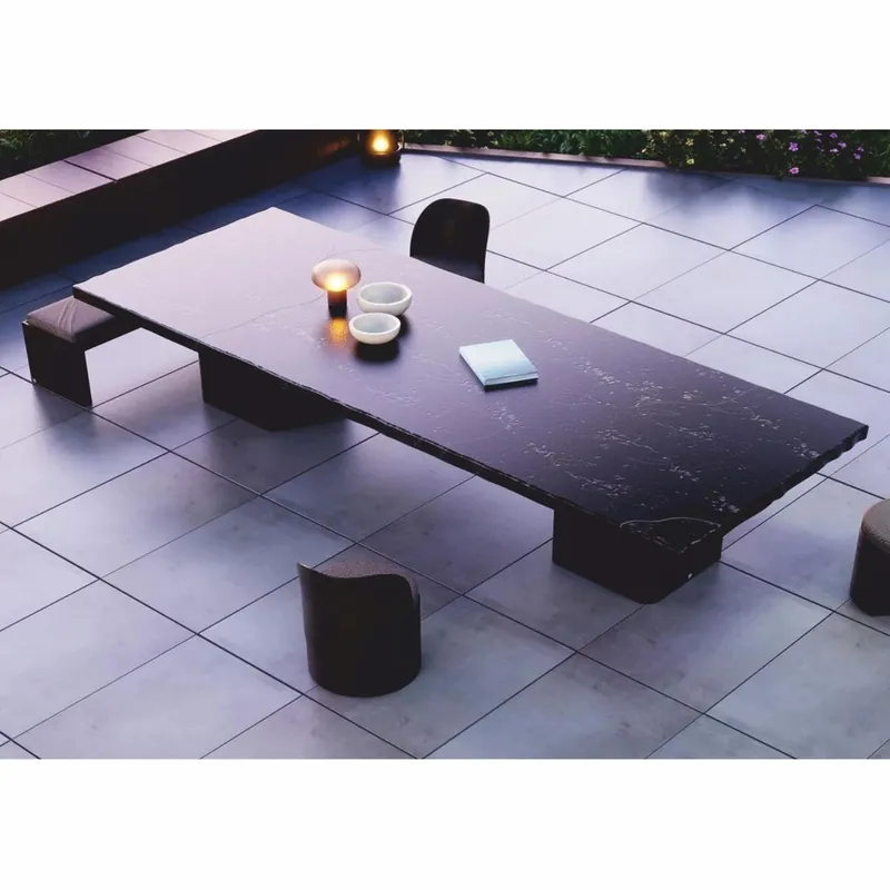 Markenprodukt Casa Padrino tavolo da pranzo da giardino di lusso nero / marrone scuro 330 cm - Mobili per hotel e giardino
