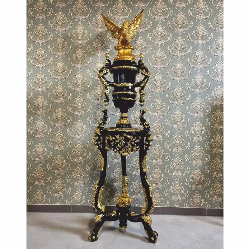 Casa Padrino colonna barocco con vaso e aquila nero / oro A. 260 cm - Mobili barocchi Bestpreis