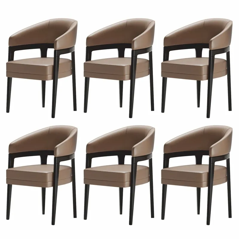 Aktuell Casa Padrino set di 6 sedie da pranzo di lusso con braccioli marrone / nero - Mobili per hotel e sale da pranzo