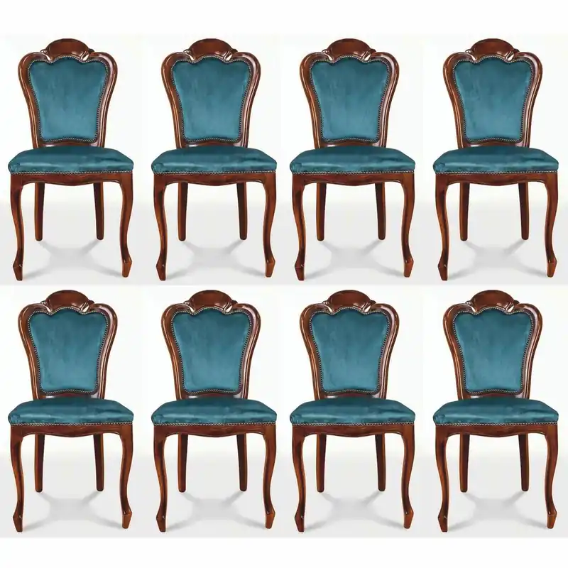 Aktuell Casa Padrino set di 8 sedie da pranzo barocco di lusso blu / marrone - Mobili barocchi