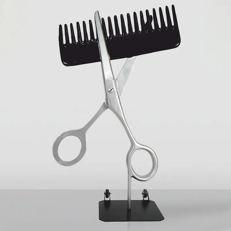 Casa Padrino forbici e pettine decorativi XXL argento / nero A. 175 cm - Decorazione per parrucchiere Preis Gesenkt