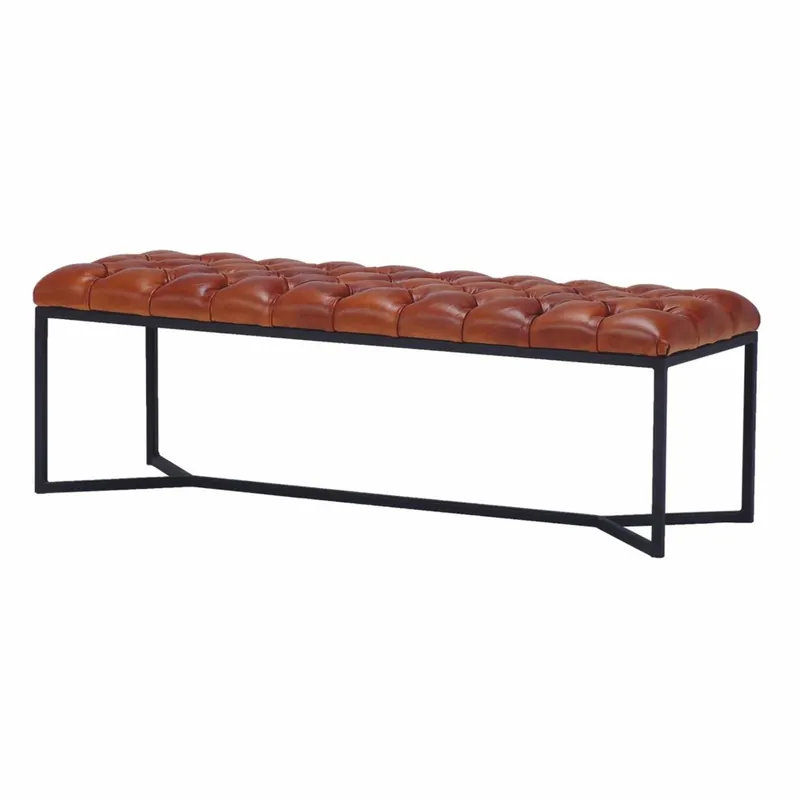 Neue Ware Casa Padrino panca Chesterfield di lusso in vera pelle marrone / nero 180 cm - Mobili in vera pelle