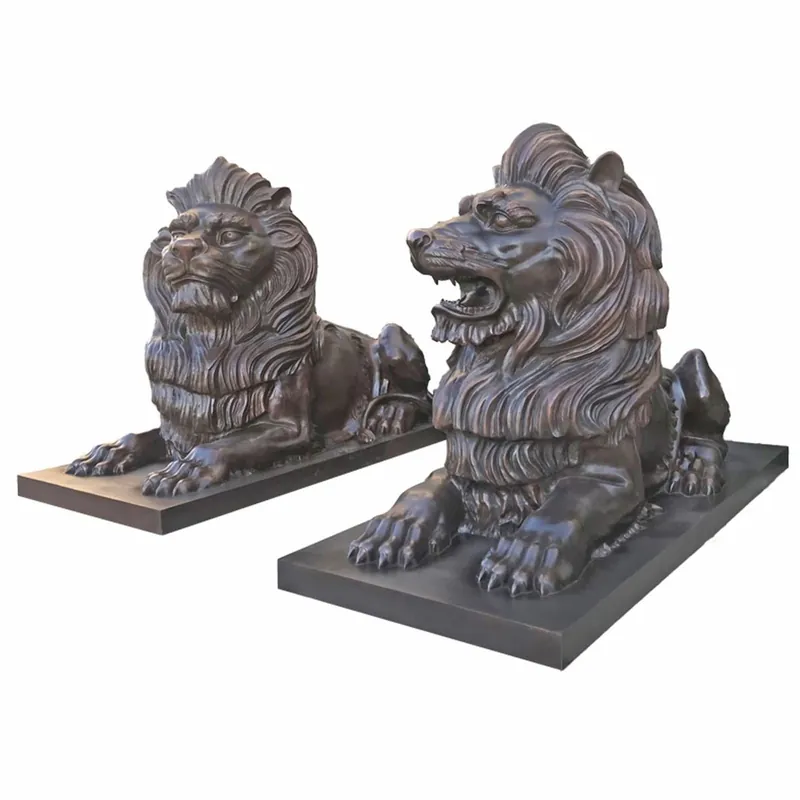 Preisreduziert Casa Padrino set di sculture per decorazione da giardino Art Nouveau in ottone leoni bronzo 280 cm
