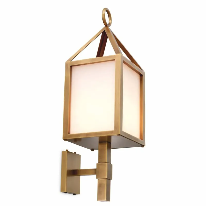 Markenware Casa Padrino lampada da parete per esterni di lusso ottone antico / bianco A. 86 cm - Illuminazione per esterni