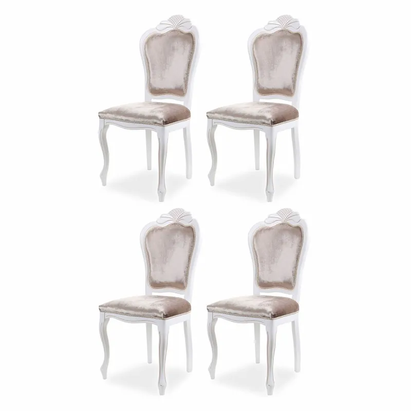 Online Kaufen Casa Padrino set di 4 sedie da pranzo in velluto barocco di lusso grigio / bianco - Mobili barocchi