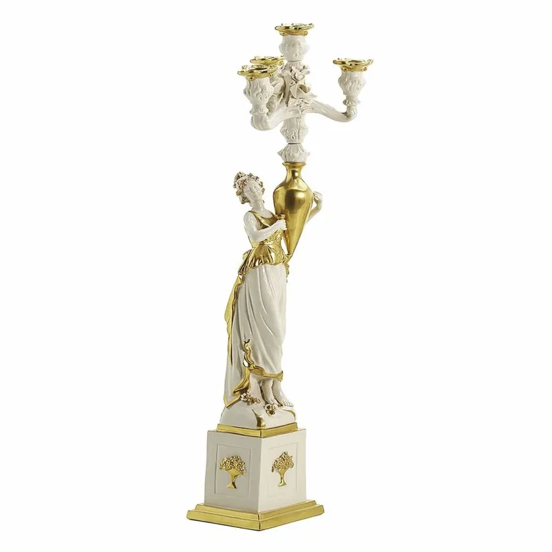 Casa Padrino portacandele in porcellana barocco di lusso lato sinistro bianco / oro A. 68 cm - Fatto in Italia Knallerangebot
