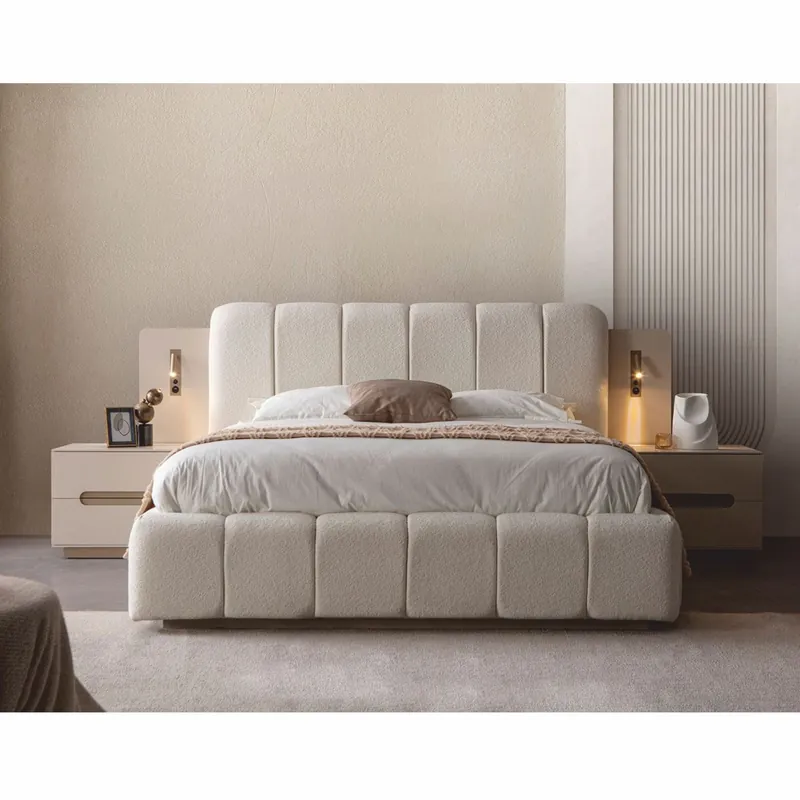 Casa Padrino set per camera da letto di lusso bianco / grigio - 1 Letto matrimoniale e 2 comodini Letzte Chance