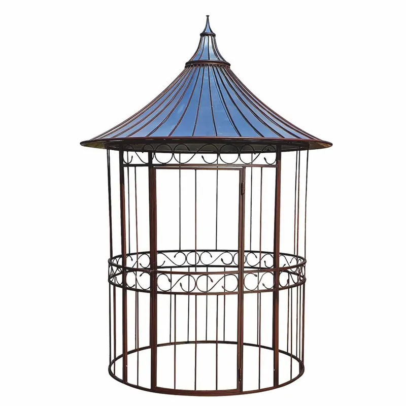 Casa Padrino casa per uccelli da giardino in ferro battuto Art Nouveau ruggine / argento Ø 200 x A. 300 cm Direktkauf