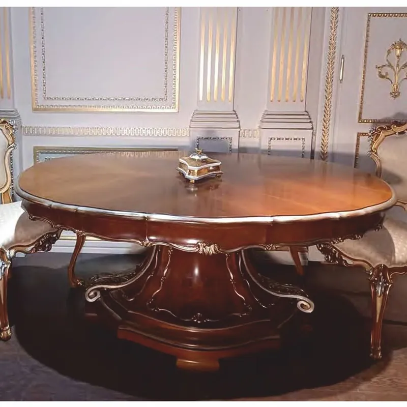 Casa Padrino tavolo da pranzo barocco di lusso marrone / argento 177 cm - Mobili barocchi - Fatto in Italia Direkt Vom Hersteller