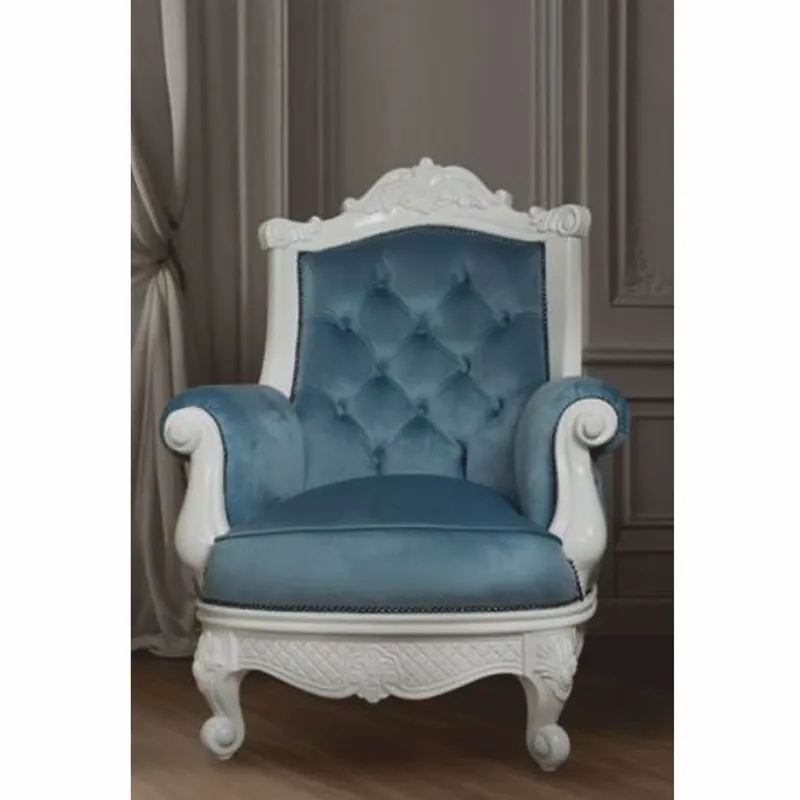 Beliebt Casa Padrino poltrona di lusso in velluto barocco blu / bianco - Mobili per soggiorno in stile barocco