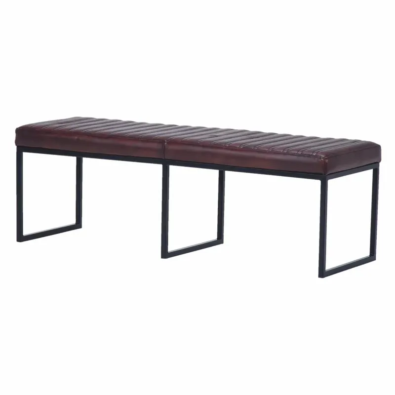 Must-Have Casa Padrino panca di lusso in vera pelle marrone scuro / nero 180 cm - Mobili in vera pelle