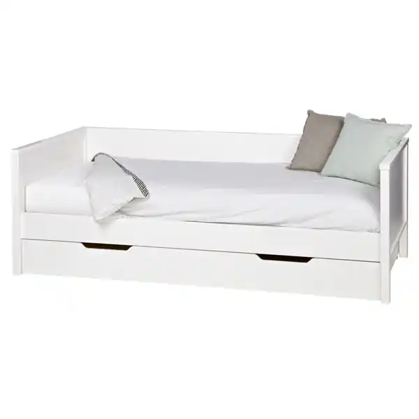 Sofabett NIKKI Bett mit Bettkasten Kiefer weiß Schnäppchen