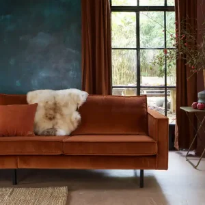 3 Sitzer Sofa RODEO Samt rost Samtsofa Schneller Versand
