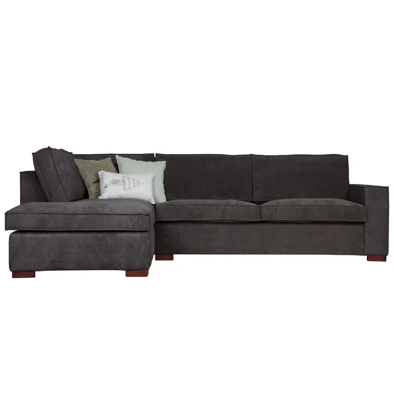 woood Eckgsofa Thomas Ribcord Dunkelgrau Longchair Links Top-Angebot